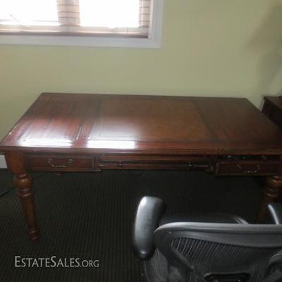 LEATHER TOP WRITING DESK AND CHAIR