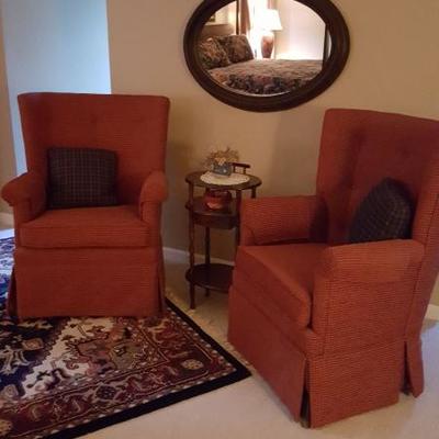 Burgundy wing back chairs