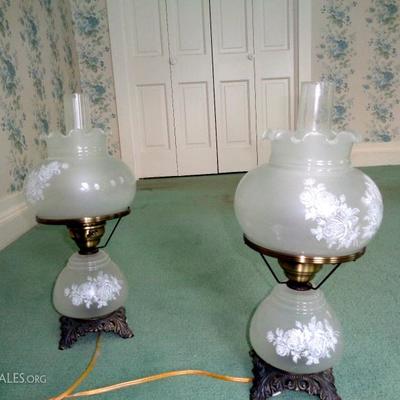 set of vintage parlor lamps
