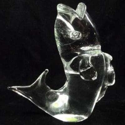 LICIO ZANETTI SIGNED MURANO GLASS FISH, LEAPING, SIGNED ON BASE, EXCELLENT CONDITION, APPROX 7.5