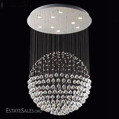 MODERN CRYSTAL ORB CHANDELIER, FREE SHIPPING (USA ONLY) ON THIS ITEM, FEATURES SUSPENDED CUT CRYSTALS, 9 LIGHTS, ALSO WORKS WITH HALOGEN,...