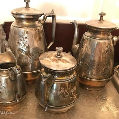 Meriden quadruple plated silver tea set