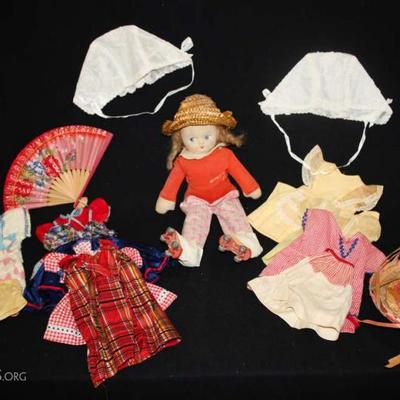 Vintage Doll w/ Clothes & Accessories 