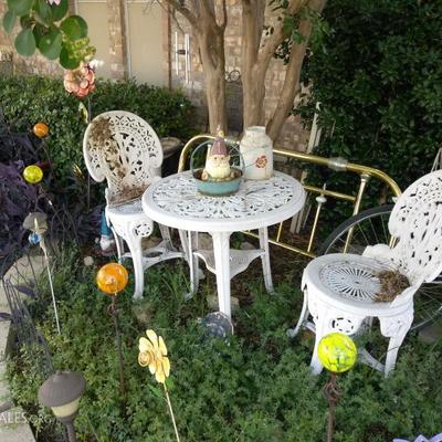 Yard Decor, Decoration - Iron Patio Furniture Set, Vintage