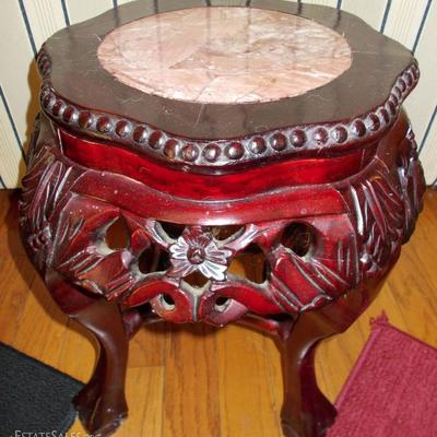 Chinese carved wood and marble table $110
18 X 14