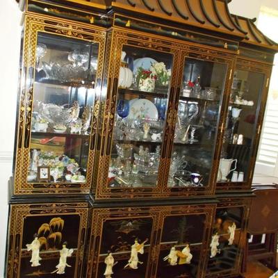 Chinese pagoda lacquered and mother of pearl china cabinet $1,800
7 1/2' X 20