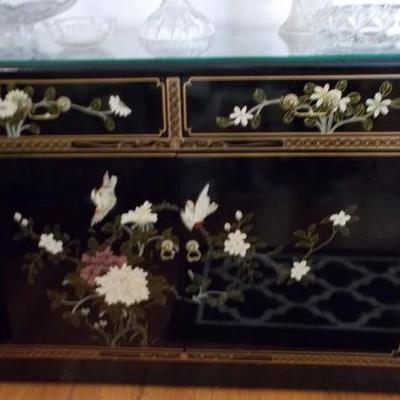 Chinese lacquered mother of pearl sideboard $490
31 X 18 X 64