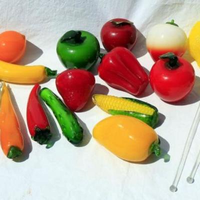 Large Lot of Glass Fruit and Vegetables