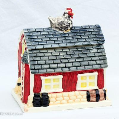 Barn w Chicken on Top Cookie Jar