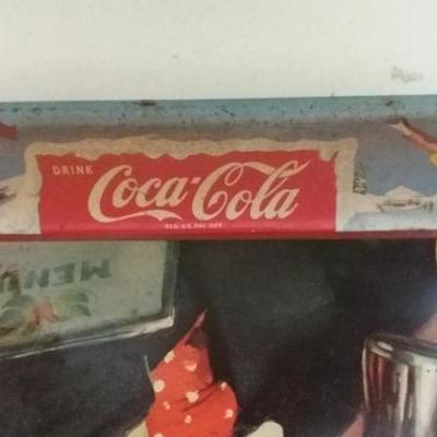 Vintage Coca-Cola tray, redhead in navy suit and hat. 