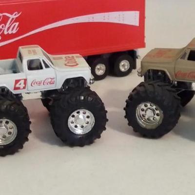 Lot of Coke Toy Cars - 1 YatMing Tractor Trailer, 5 Hartoy 4x4 cars, 1 Revco car