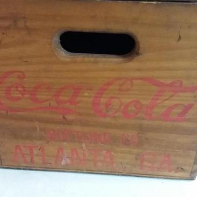 Reproduction Wooden Coca-Cola crate with checkerboard on lid. Includes some checkers (incomplete set