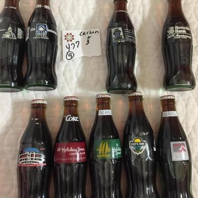 Mixed lot of Coca-Cola 8 oz. bottles with various hotels - 1996-1995 30th Anniversary Purgatory Reso
