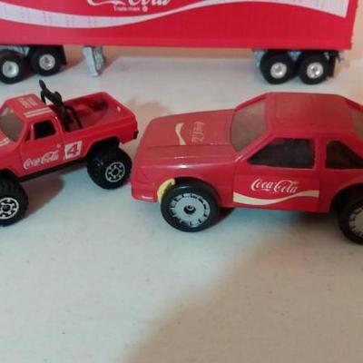 Lot of Coke Toy Cars - 1 YatMing Tractor Trailer, 5 Hartoy 4x4 cars, 1 Revco car