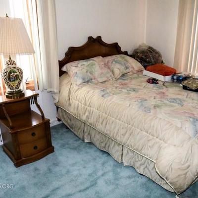 Guest Bedroom Queen Size Bed with End Tables and Lamp