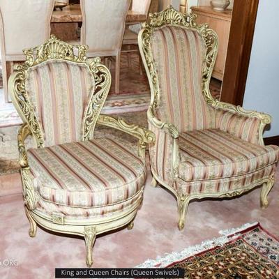 King and Queen living room chairs (Queen swivels)