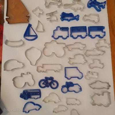 Trains, planes and automobiles and boats: Random Cookie Cutters priced 25 cents for plastic, .50 small tin cutters, $5 - $10 dollars for...