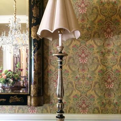 Pair of oversized Candlestick lamps with shades