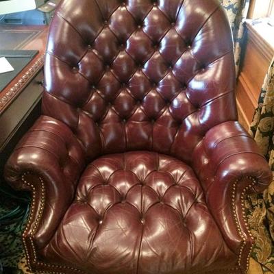 Large Tufted Leather Desk Chair 
