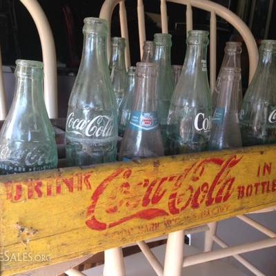 Coke Cola Crate and Bottles