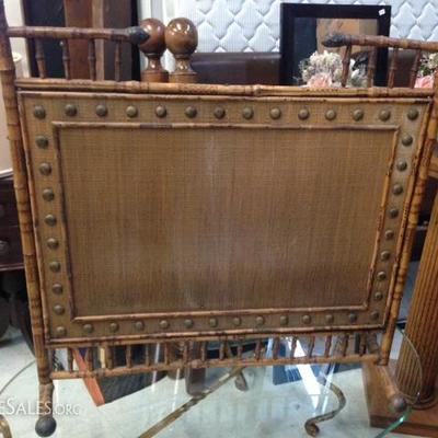 Antique Bamboo Fire Screen