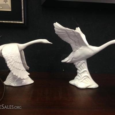 Pair of Old Ceramic Birds