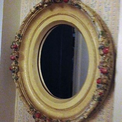 French Oval Wood Framed Mirror
