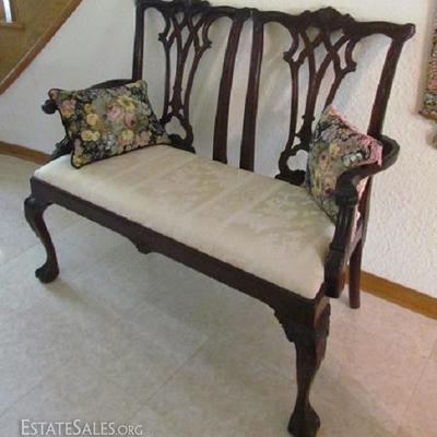 Chippendale Style 2-Seater Settee with Ball & Claw Feet