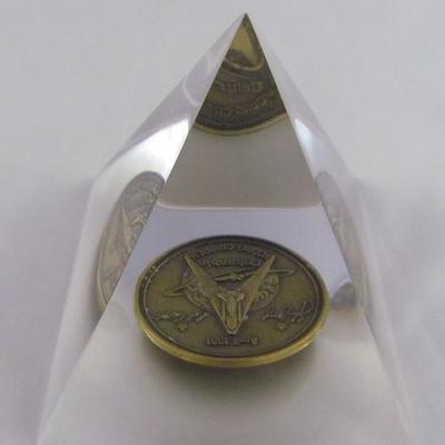 NASA Columbia STS-1 First Shuttle Flight Flown Material Medallion Acrylic Pyramid Medallion