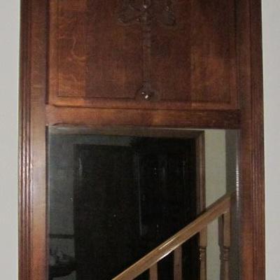 Antique Oak Trumeau Mirror (33