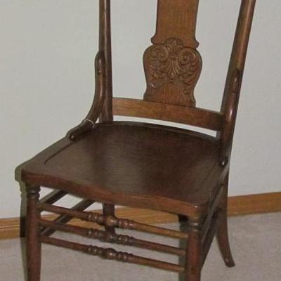 Antique Oak Side Chair with Applied Decoration