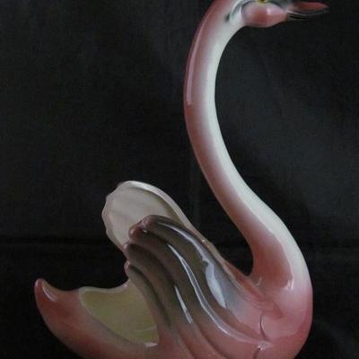 Maddox of California Mid-Century Pink & Black Swan Planter