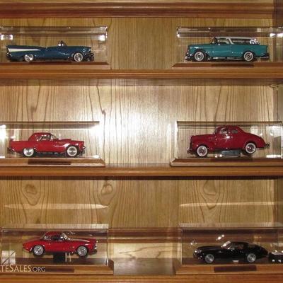 Danberry Mint Vintage Car Collection with Display Case on Oak Wood Base