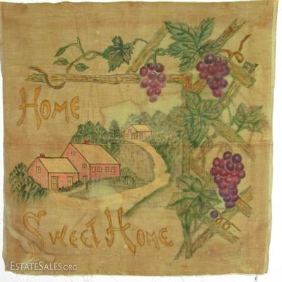 "Home Sweet Home" Vintage Hand Painted on Velvet 