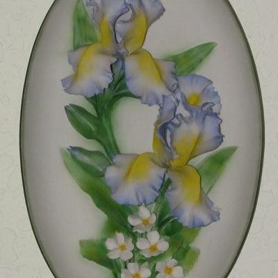 Fabar Capodimonte Made in Italy Porcelain Irises Wall Plaque