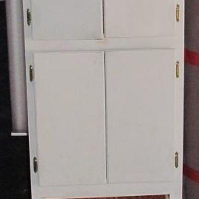 White Wood Utility Cabinet with Laundry Shoot
