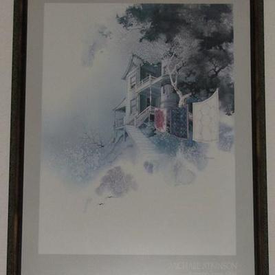 "The Quilt Maker" by Michael Atkinson Framed 1984  Texas Artexpo Poster Print 