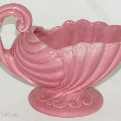 Haeger Pottery Pink Cornucopia Shell Planter 