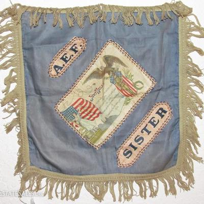Souvenir Silk Pillow Case WWI AEF: The American Expeditionary Forces (AEF) was the expeditionary force of the United States Army during...