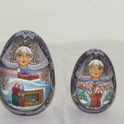 Russian Handpainted Wooden Matryoshka Nesting Doll Eggs (5 piece)