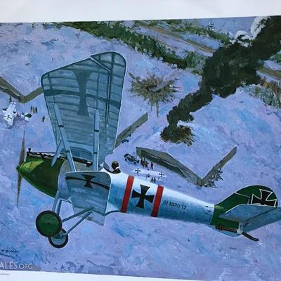 Set of 12 Colorful Vintage airplane prints 1977 The Singer Company
