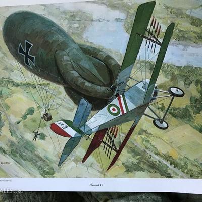 Set of 12 Colorful Vintage airplane prints 1977 The Singer Company
