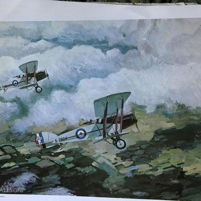 Set of 12 Colorful Vintage airplane prints 1977 The Singer Company
