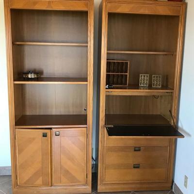 Bernhardt Furniture Display shelves with fold out writers desk

