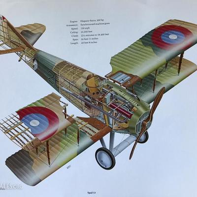 Set of 12 Colorful Vintage airplane prints 1977 The Singer Company
