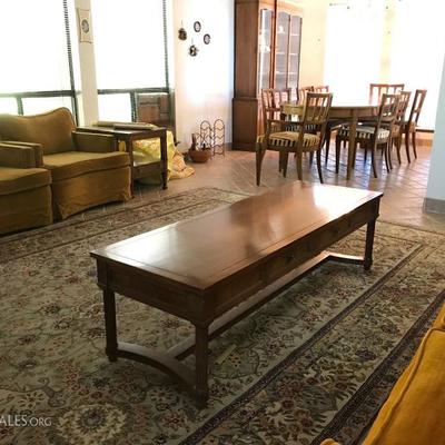 Drexel Carpathian Elm Burl Coffee And End Tables. Drexel Dining set, Table w/3 leaves, 8 chairs, and china display cabinet. Very nice...