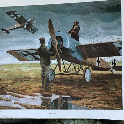 Set of 12 Colorful Vintage airplane prints 1977 The Singer Company
