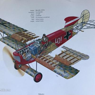 Set of 12 Colorful Vintage airplane prints 1977 The Singer Company
