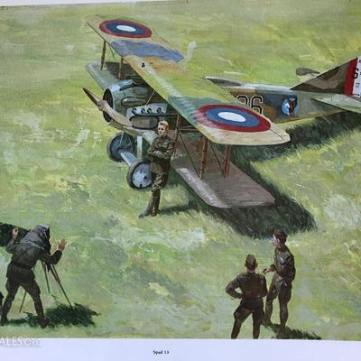 Set of 12 Colorful Vintage airplane prints 1977 The Singer Company
