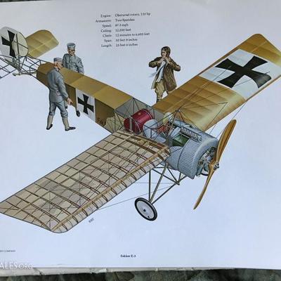 Set of 12 Colorful Vintage airplane prints 1977 The Singer Company